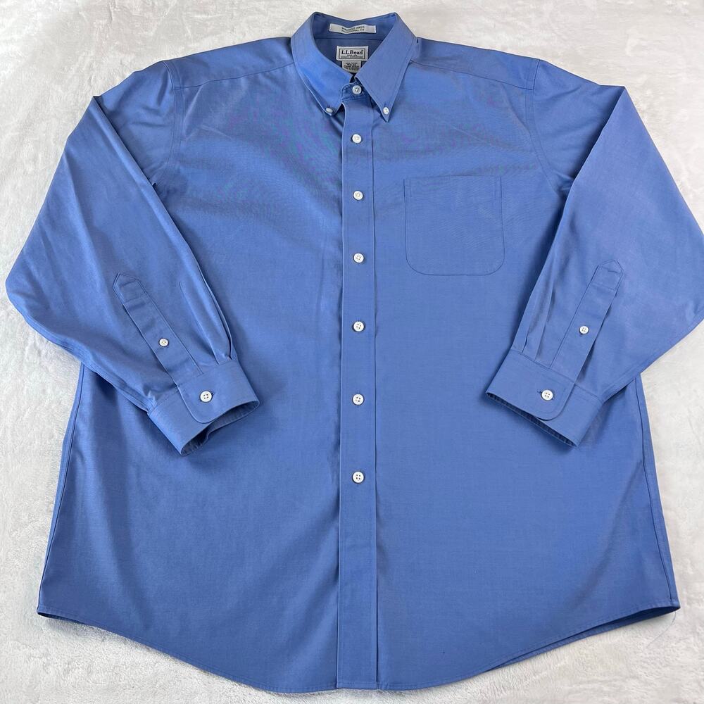 L.L. Bean Blue Wrinkle Free Traditional Fit Men's Button Down Shirt Size 16.5-32
